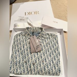 Dior Blue and White Oblique Kasuri Cotton Denim - Size T37